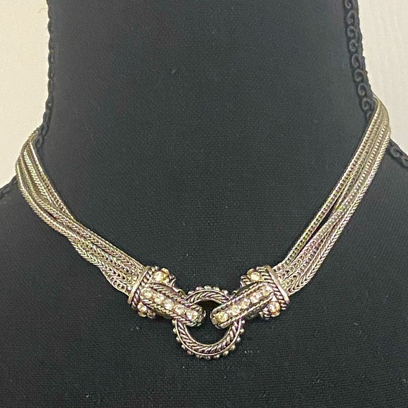 Jewelry - 16.25” SILVER AND RHINESTONE NECKLACE WITH MAGNETIC CLASPS